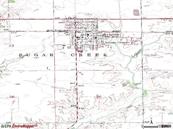Zip code 62216 topographic map