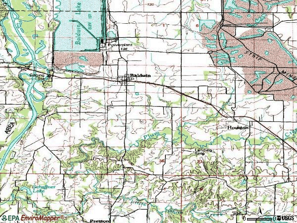Zip code 62217 topographic map