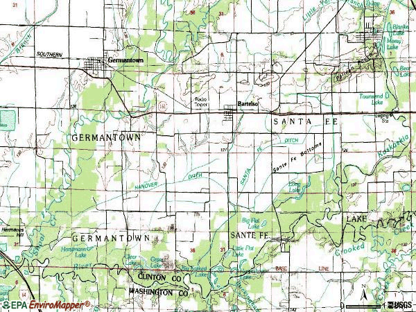 Zip code 62218 topographic map