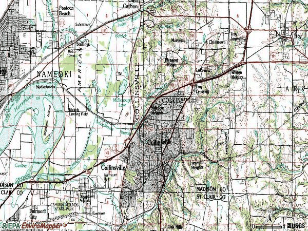 Zip code 62234 topographic map