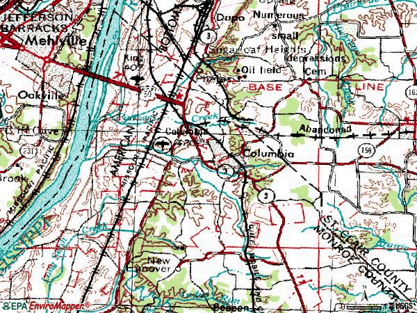 Zip code 62236 topographic map
