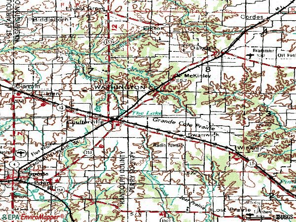 Zip code 62237 topographic map