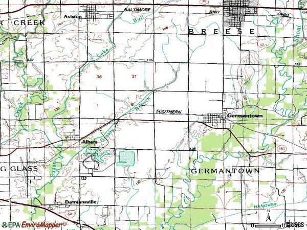 Zip code 62245 topographic map