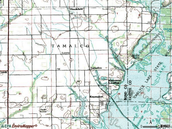 Zip code 62253 topographic map