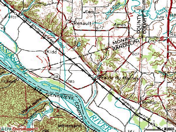 Zip code 62277 topographic map