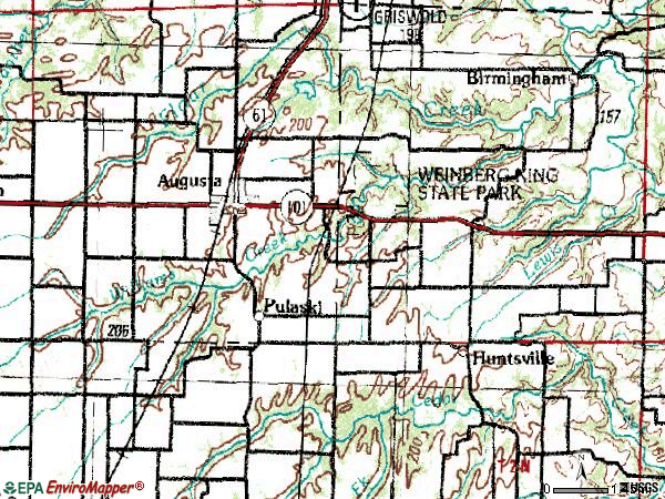 Zip code 62311 topographic map
