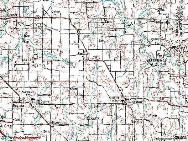Zip code 62347 topographic map