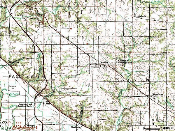Zip code 62360 topographic map