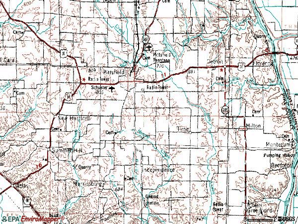 Zip code 62363 topographic map
