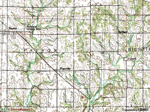 Zip code 62365 topographic map