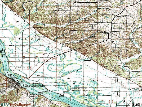 Zip code 62370 topographic map