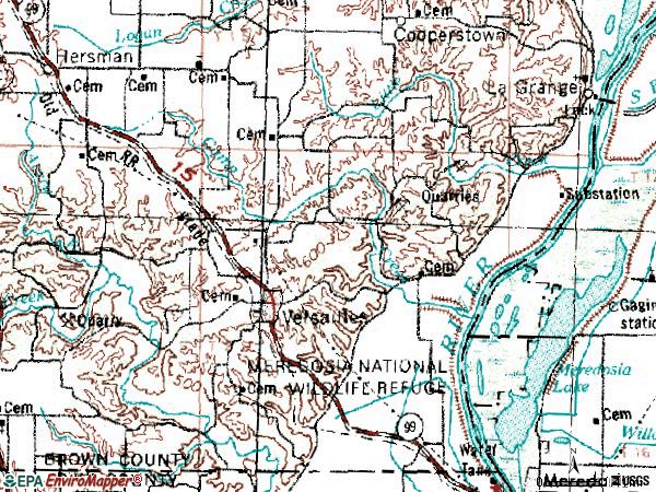 Zip code 62378 topographic map