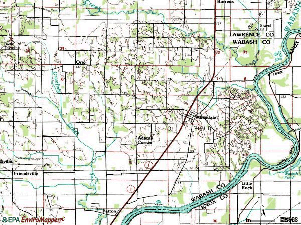 Zip code 62410 topographic map