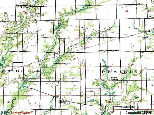 Zip code 62413 topographic map