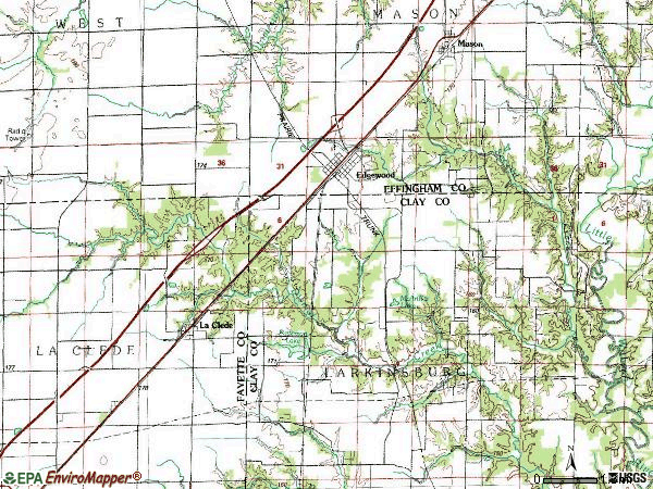 Zip code 62426 topographic map