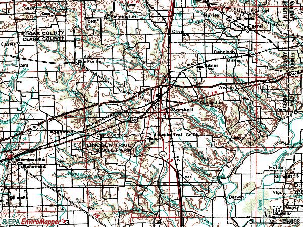 Zip code 62441 topographic map