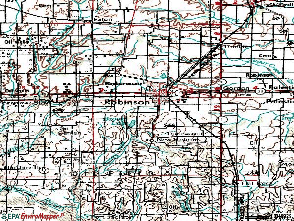 Zip code 62454 topographic map