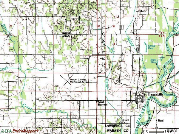 Zip code 62460 topographic map