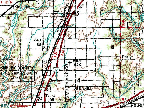 Zip code 62462 topographic map
