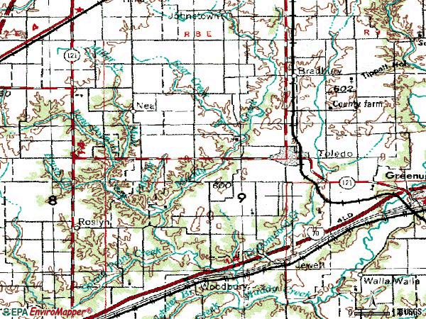 Zip code 62468 topographic map