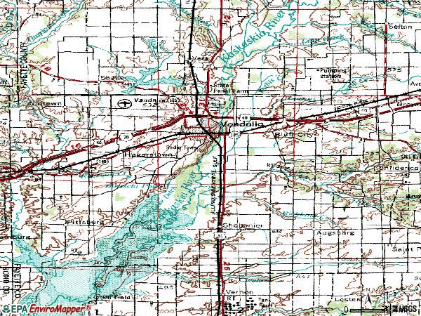 Zip code 62471 topographic map