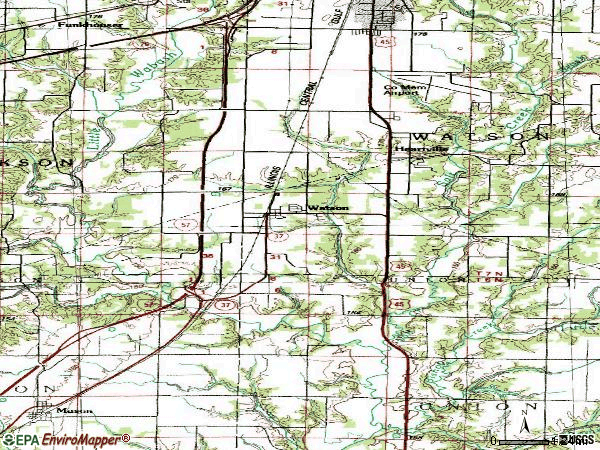 Zip code 62473 topographic map