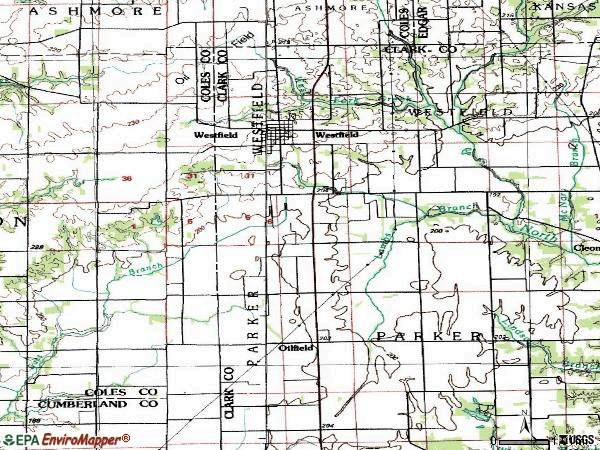 Zip code 62474 topographic map