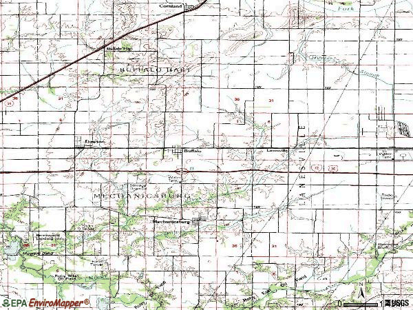 Zip code 62515 topographic map