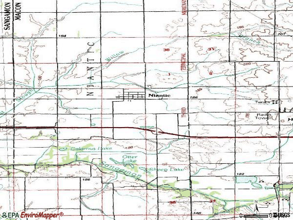 Zip code 62551 topographic map