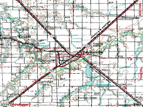 Zip code 62568 topographic map