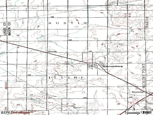Zip code 62573 topographic map