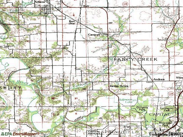 Zip code 62625 topographic map