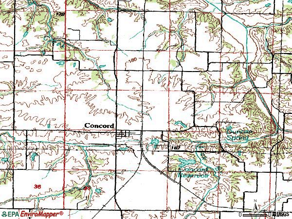 Zip code 62631 topographic map