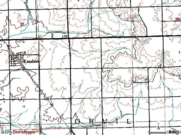 Zip code 62635 topographic map