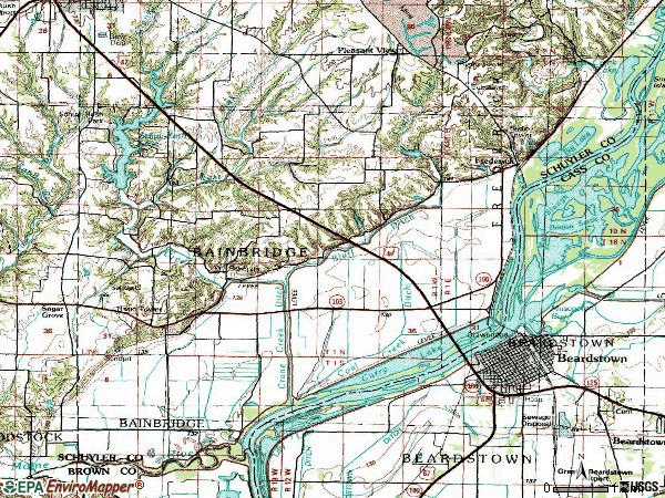 Zip code 62639 topographic map