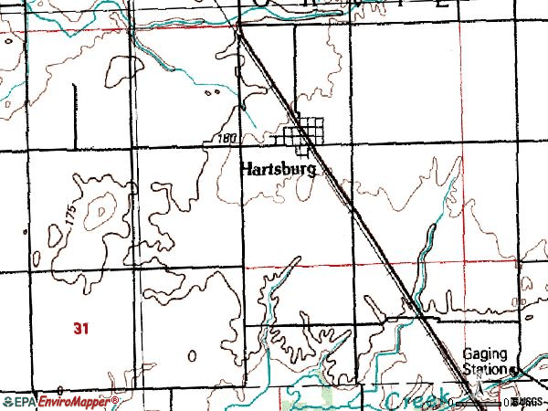 Zip code 62643 topographic map