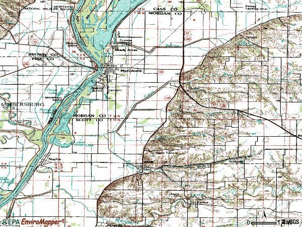 Zip code 62665 topographic map
