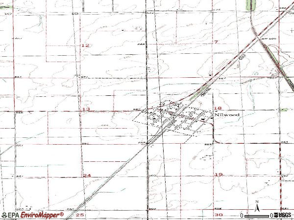Zip code 62672 topographic map