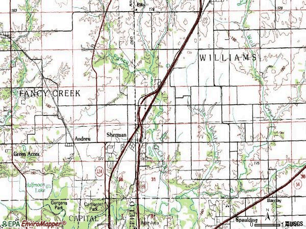 Zip code 62684 topographic map