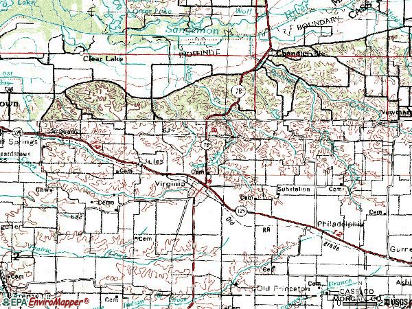 Zip code 62691 topographic map