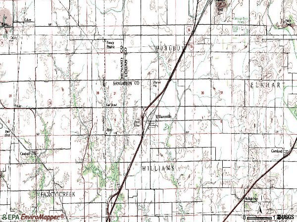 Zip code 62693 topographic map