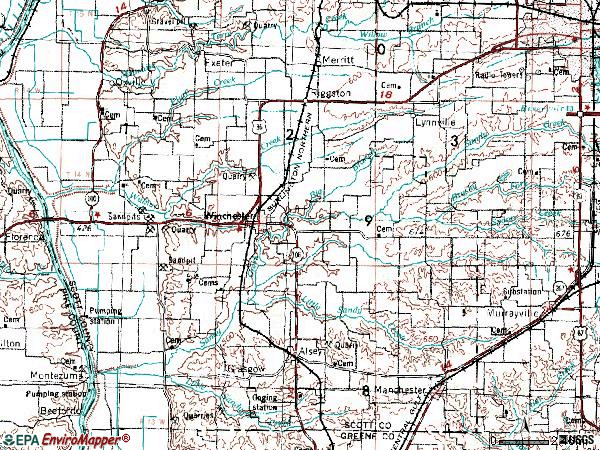Zip code 62694 topographic map