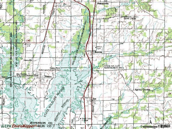 Zip code 62816 topographic map