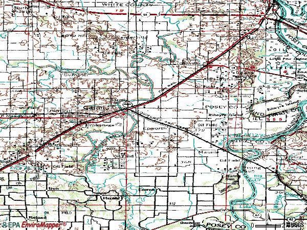 Zip code 62821 topographic map