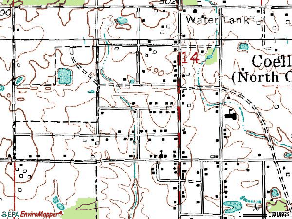 Zip code 62825 topographic map