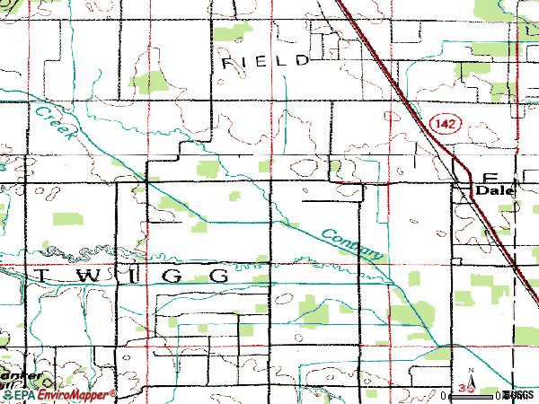 Zip code 62829 topographic map