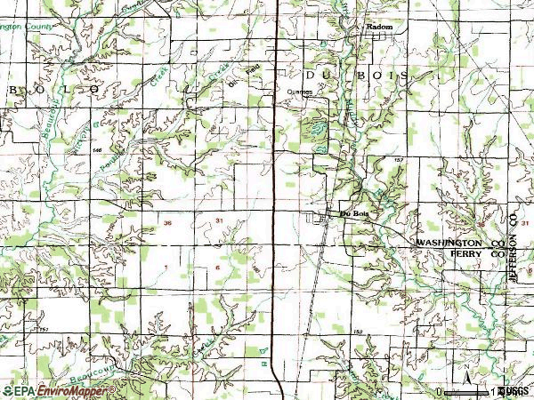Zip code 62831 topographic map