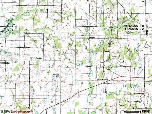 Zip code 62836 topographic map