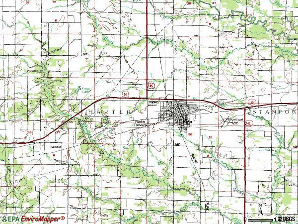 Zip code 62839 topographic map