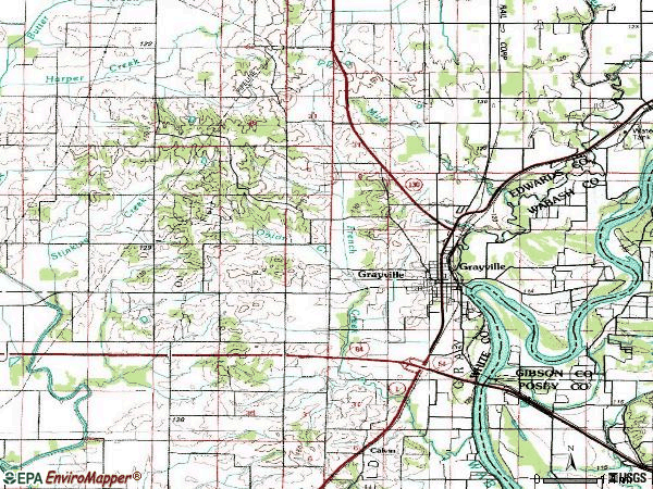 Zip code 62844 topographic map